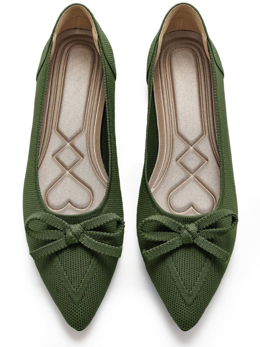 Ballet Flats Shoes for Women: Dressy Pointed Toe Bow Knit Flats Comfortable Slip